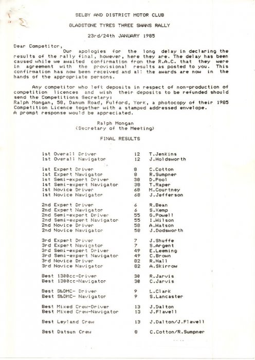 Selby and District Motor Club