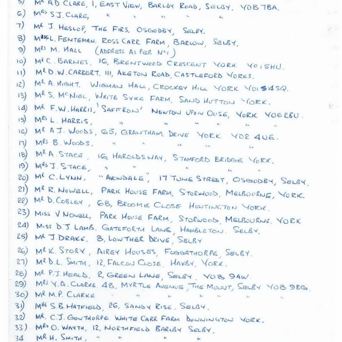 Selby Motor Club Information