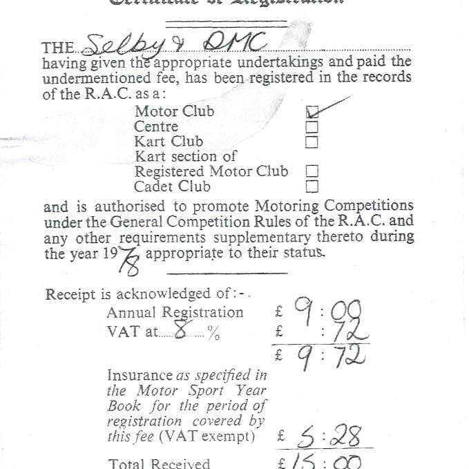 Selby Motor Club Information