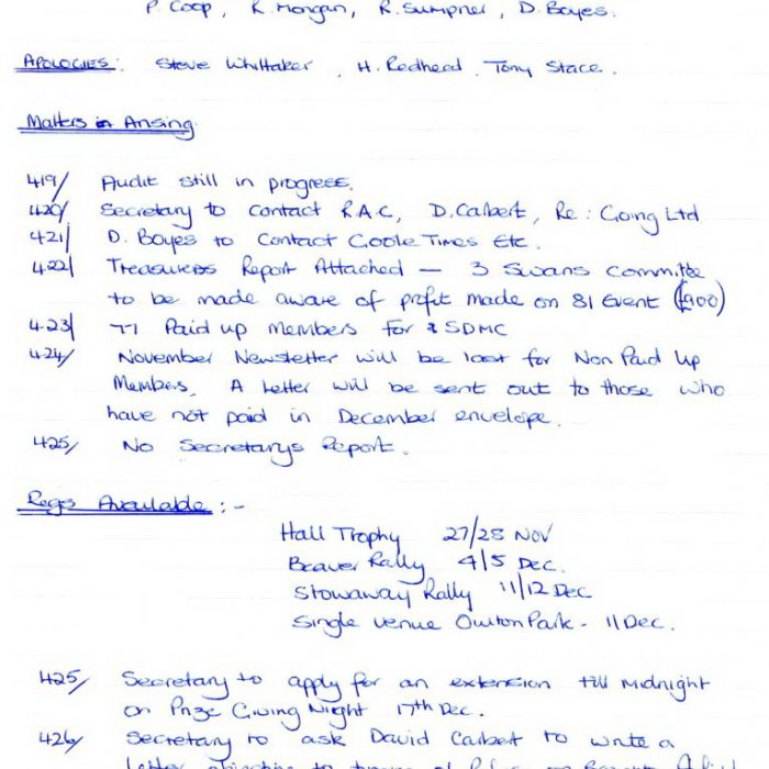 Selby Motor Club Information