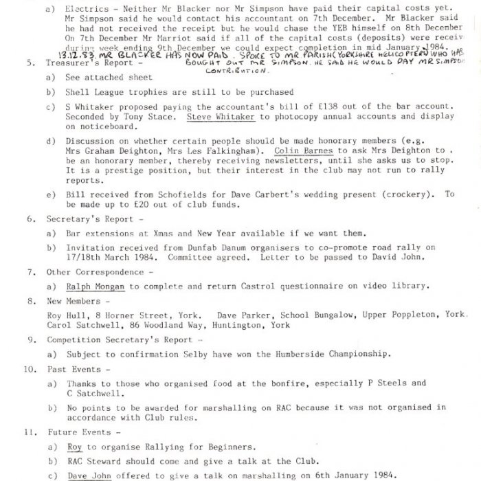 Selby Motor Club Information