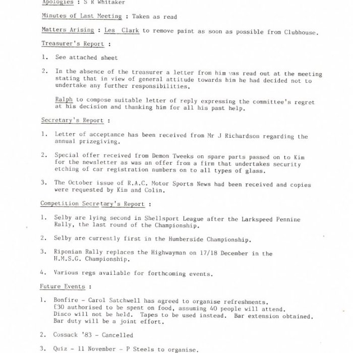 Selby Motor Club Information