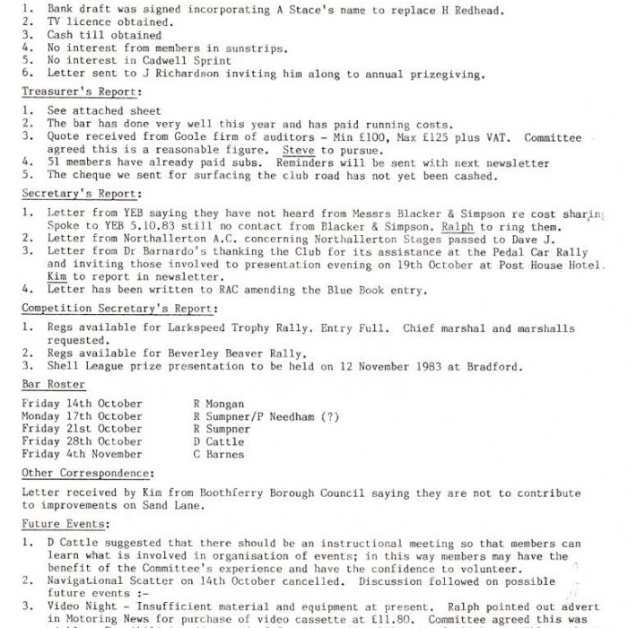 Selby Motor Club Information