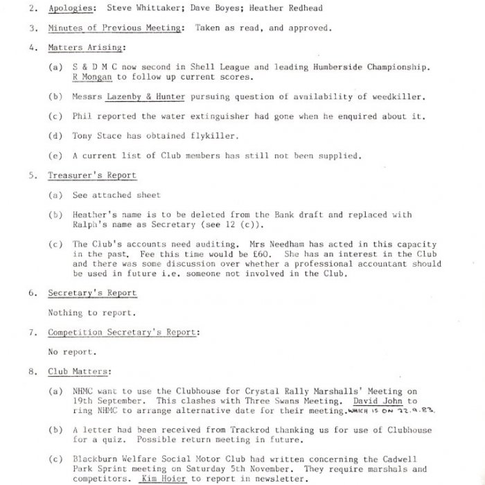Selby Motor Club Information