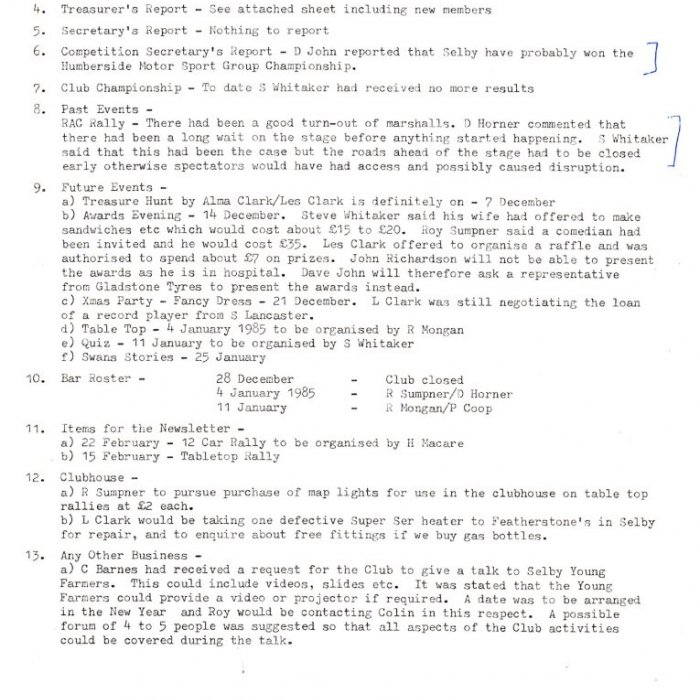 Selby Motor Club Information