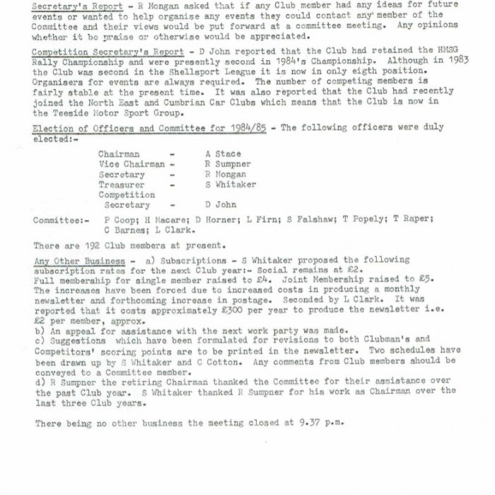 Selby Motor Club Information
