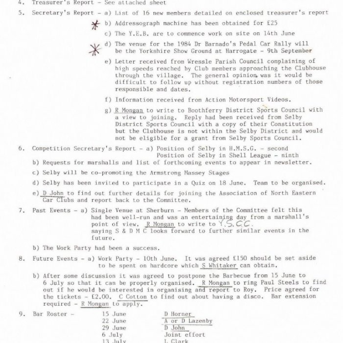 Selby Motor Club Information