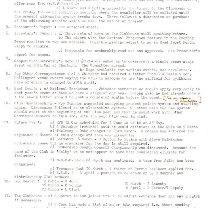 Selby Motor Club Information