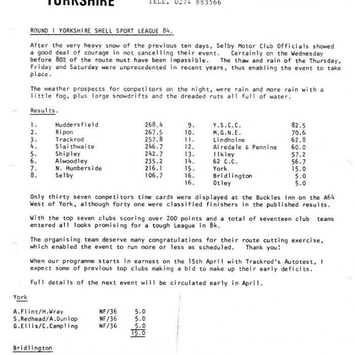 Selby Motor Club Information