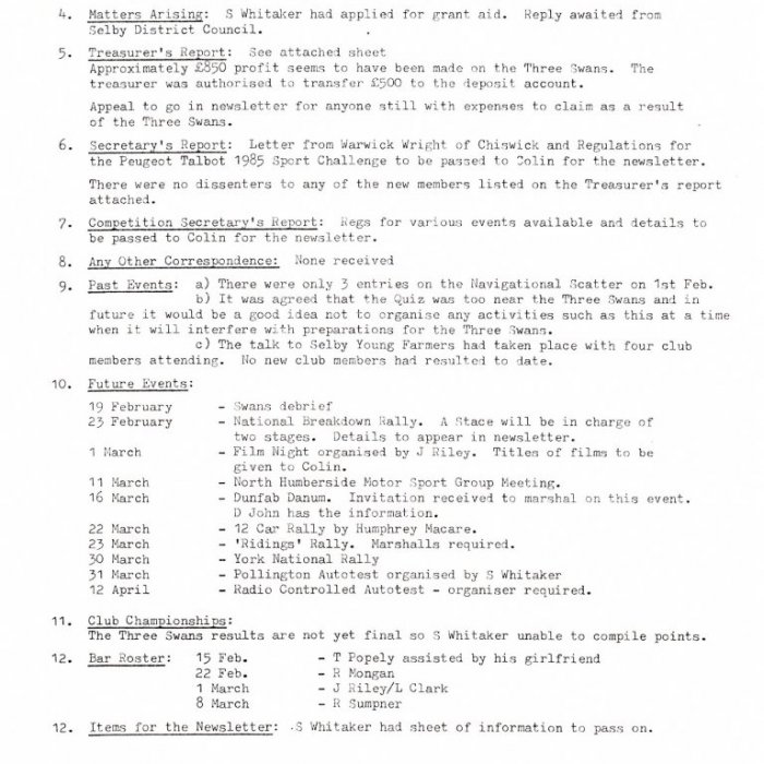 Selby Motor Club Information