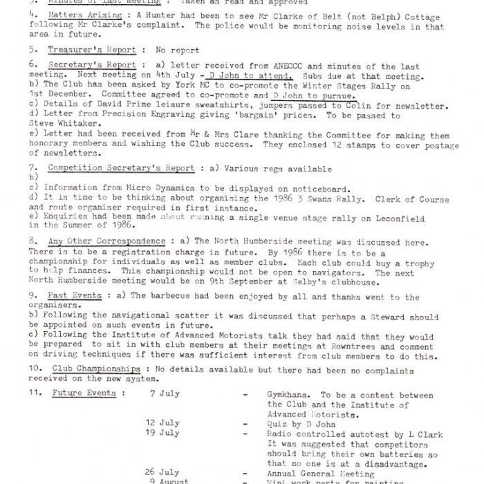 Selby Motor Club Information