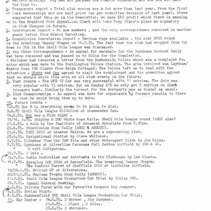 Selby Motor Club Information