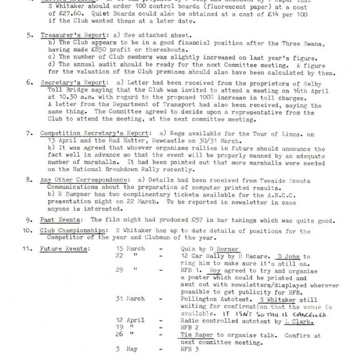 Selby Motor Club Information