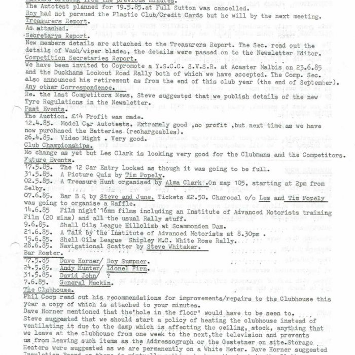 Selby Motor Club Information