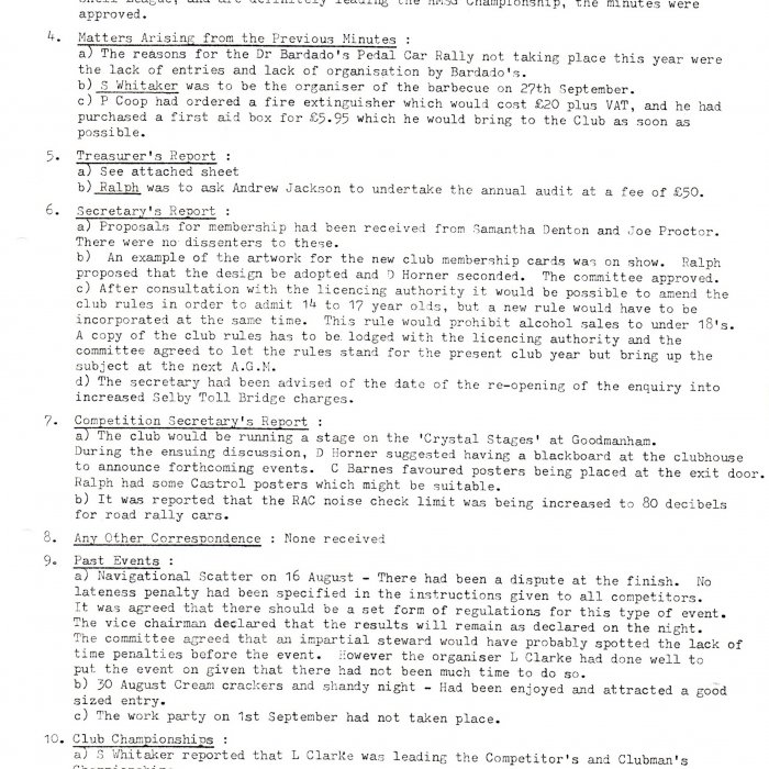 Selby Motor Club Information