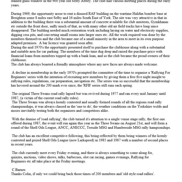 Selby Motor Club Information