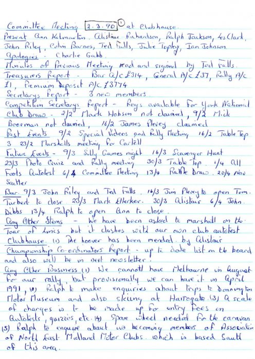 Selby Motor Club Information