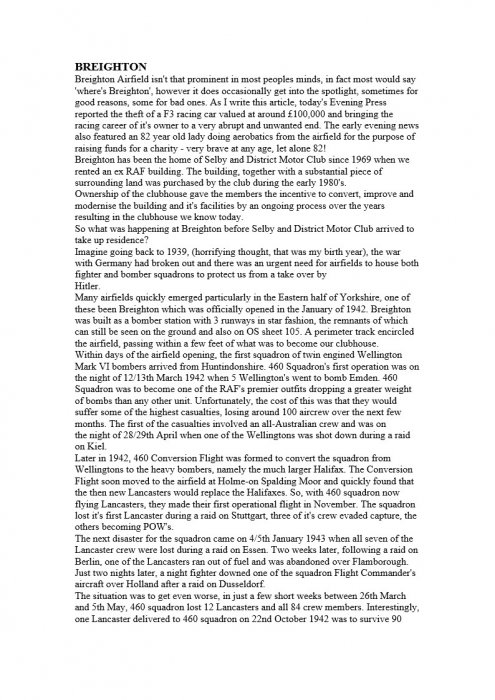 Selby Motor Club Information