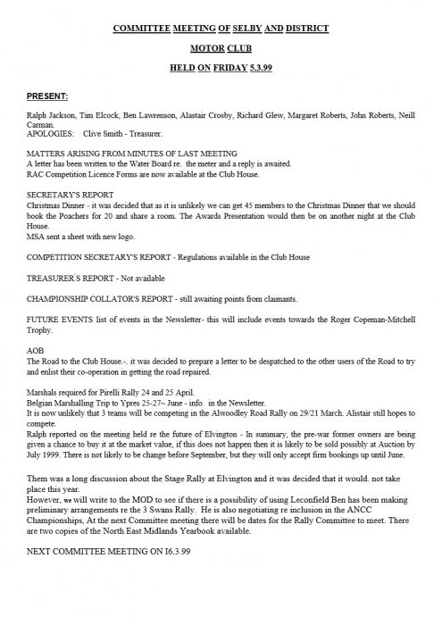 Selby Motor Club Information