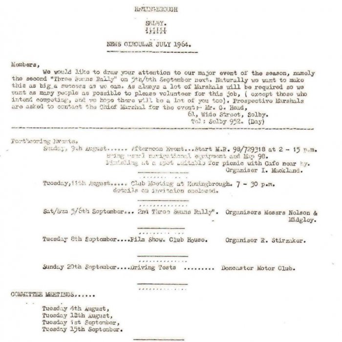 Selby Motor Club Newsletters
