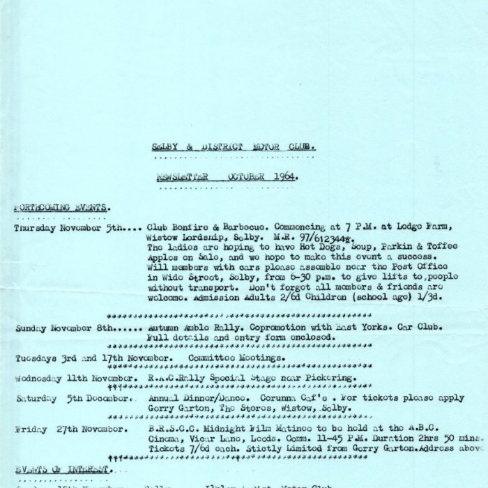 Selby Motor Club Newsletters
