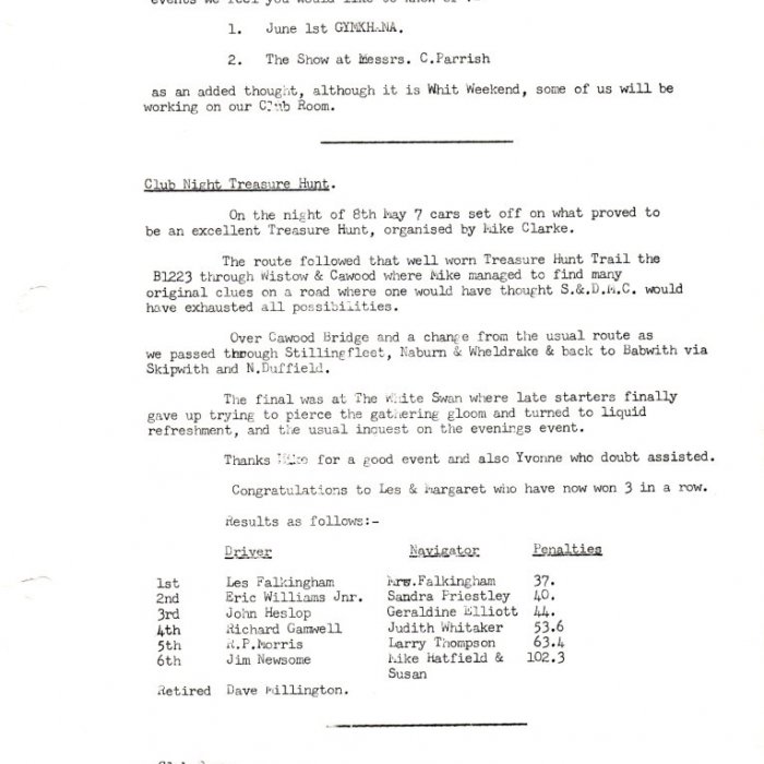 Selby Motor Club Newsletters