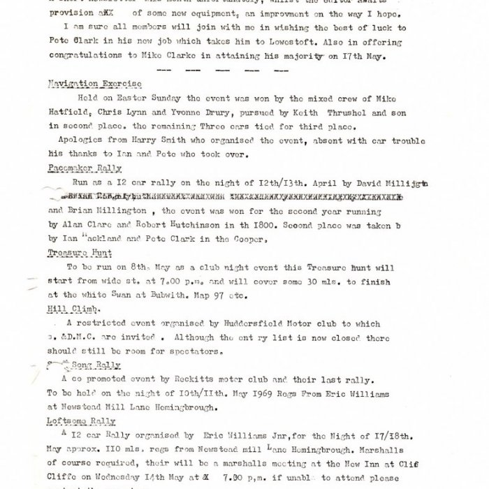 Selby Motor Club Newsletters