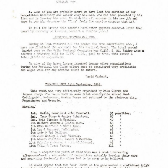 Selby Motor Club Newsletters