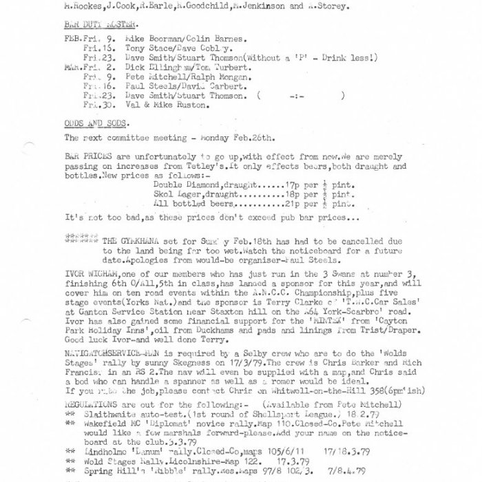 Selby Motor Club Newsletters