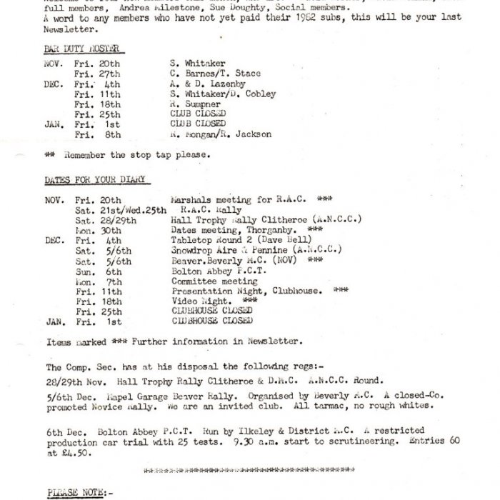 Selby Motor Club Newsletters