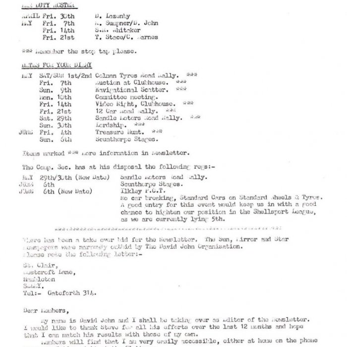 Selby Motor Club Newsletters