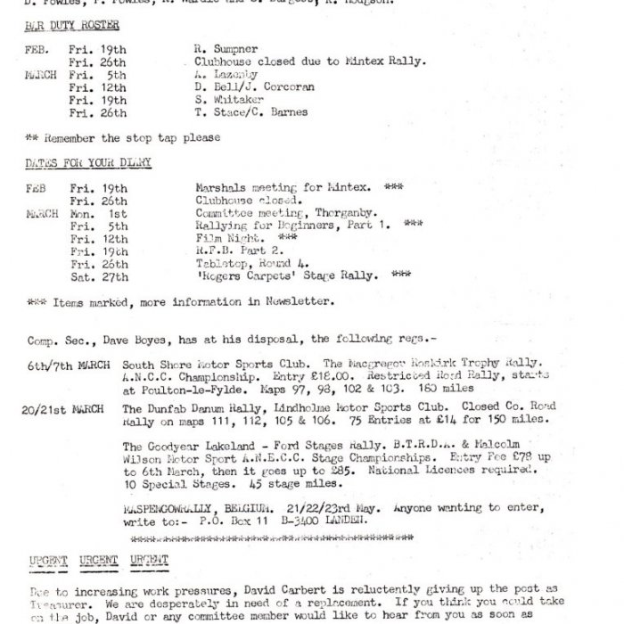 Selby Motor Club Newsletters