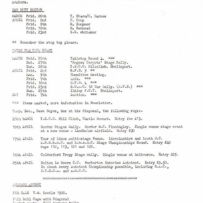 Selby Motor Club Newsletters