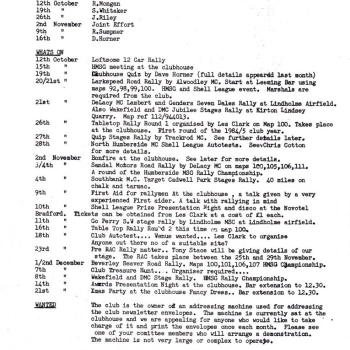 Selby Motor Club Newsletters