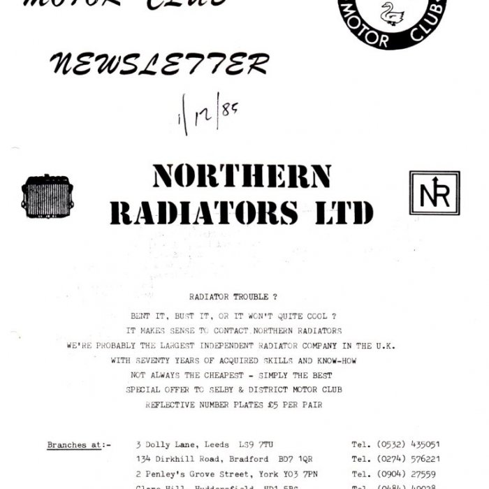 Selby Motor Club Newsletters