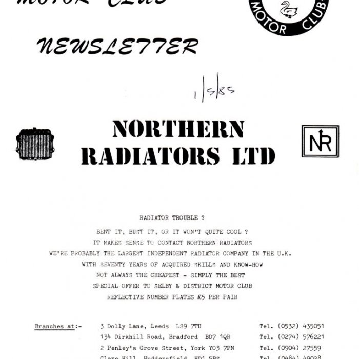 Selby Motor Club Newsletters