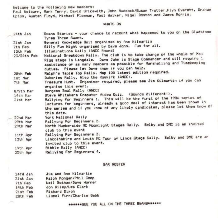 Selby Motor Club Newsletters
