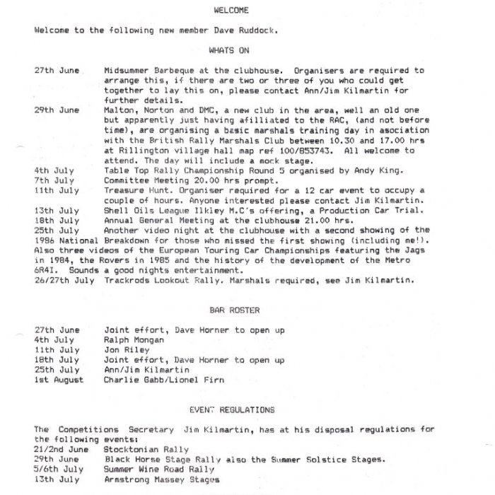 Selby Motor Club Newsletters