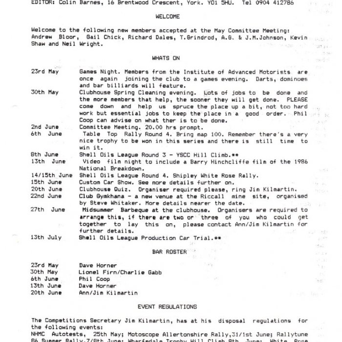 Selby Motor Club Newsletters