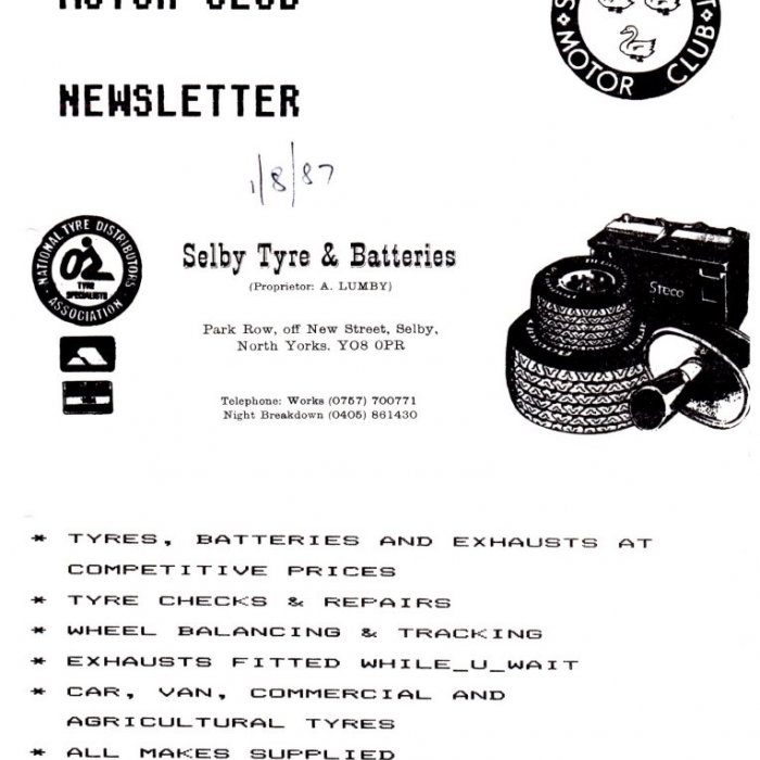 Selby Motor Club Newsletters