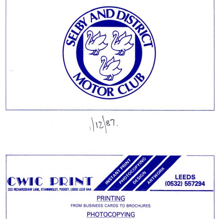 Selby Motor Club Newsletters
