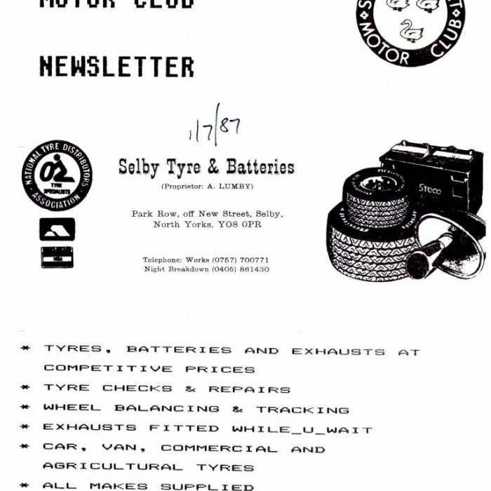 Selby Motor Club Newsletters
