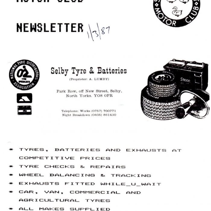 Selby Motor Club Newsletters
