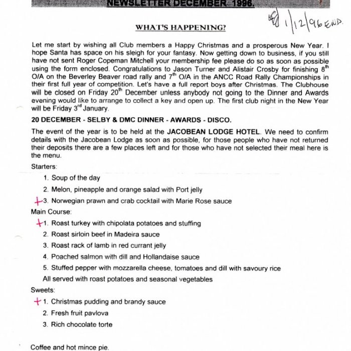 Selby Motor Club Newsletters