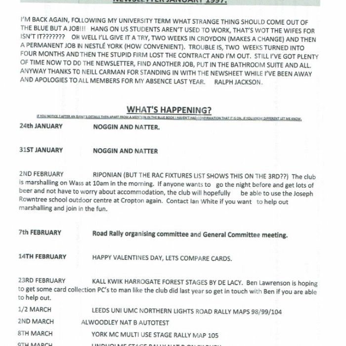 Selby Motor Club Newsletters