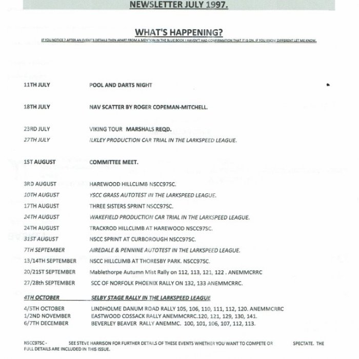 Selby Motor Club Newsletters