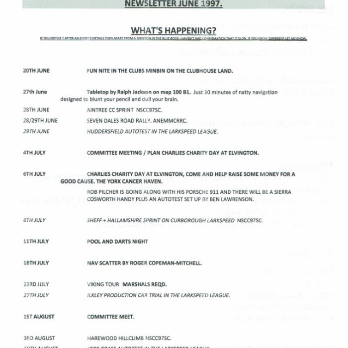 Selby Motor Club Newsletters