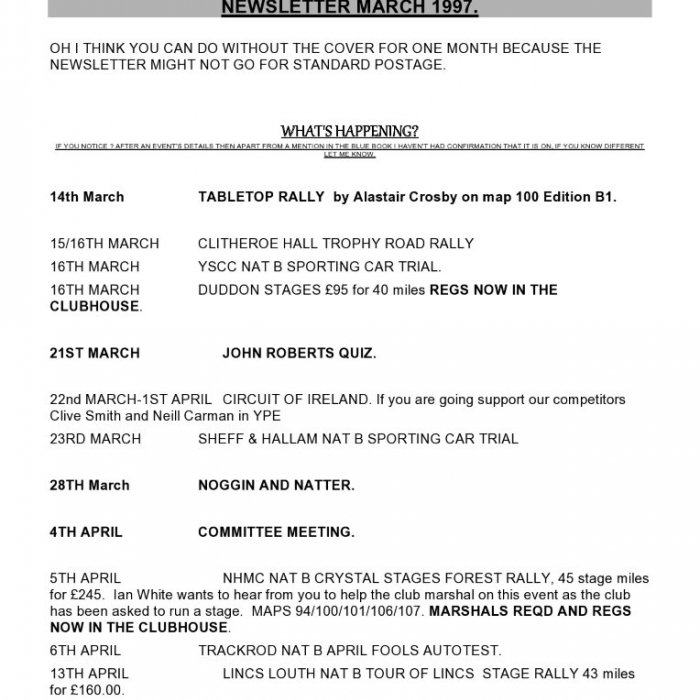 Selby Motor Club Newsletters