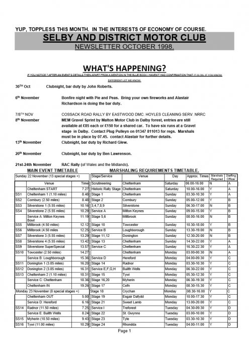 Selby Motor Club Newsletters
