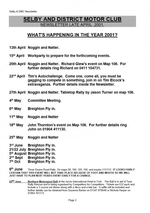 Selby Motor Club Newsletters